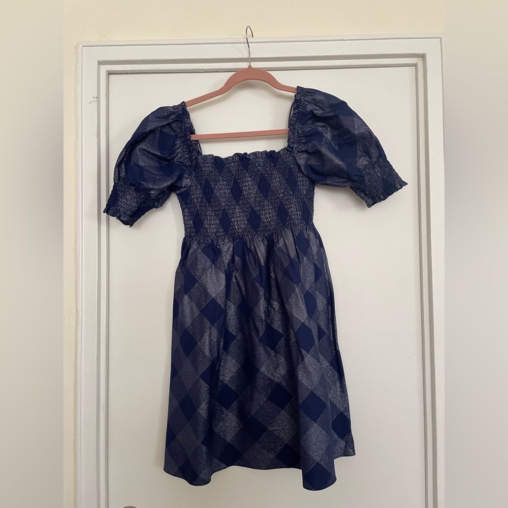 EUC Hill House Home Navy Glitter Check Athena